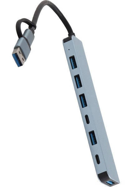 Type C Hub 7 Port Yüksek Hızlı Iletim Alüminyum Alaşımlı Tak ve Çalıştır Tip C Yerleştirme Istasyonu Pc Dizüstü Telefon Için (Yurt Dışından)