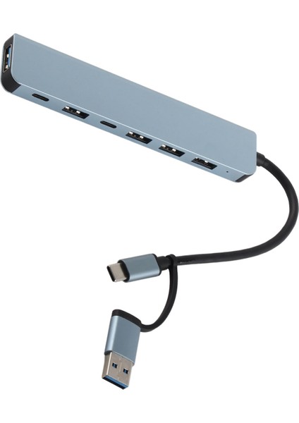 Type C Hub 7 Port Yüksek Hızlı Iletim Alüminyum Alaşımlı Tak ve Çalıştır Tip C Yerleştirme Istasyonu Pc Dizüstü Telefon Için (Yurt Dışından)