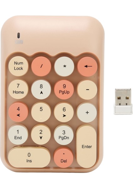 2.4ghz Kablosuz Sayısal Tuş Takımı 18 Tuş Retro Renkli Yuvarlak Tuş Başlıkları Mini Sayı Klavyesi USB Alıcısı ile Dizüstü Bilgisayar Süt Çay Rengi (Yurt Dışından)