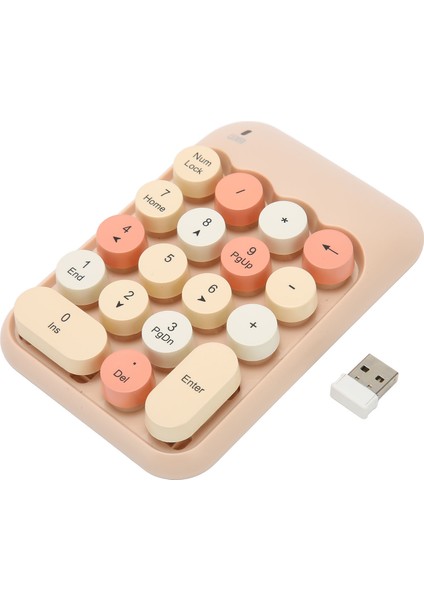 2.4ghz Kablosuz Sayısal Tuş Takımı 18 Tuş Retro Renkli Yuvarlak Tuş Başlıkları Mini Sayı Klavyesi USB Alıcısı ile Dizüstü Bilgisayar Süt Çay Rengi (Yurt Dışından)