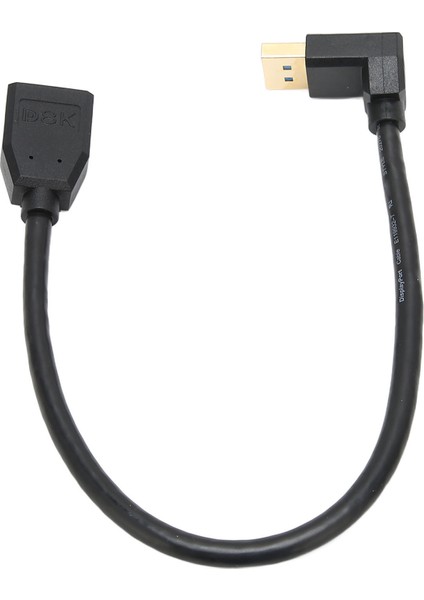 Displayport Erkek - Displayport Dişi Destekli 8k 60HZ 4K 144HZ 0,3 Metre 90° Dirsek Displayport 1,4 DVD Kablosu (Yurt Dışından)