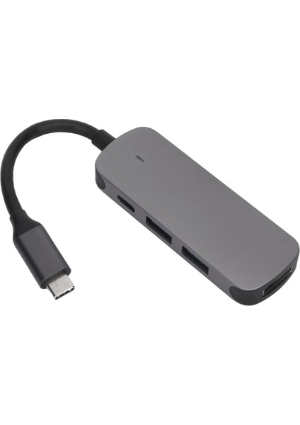USB C Hub 4'ü 1 Arada Gri Metal Kasa 4K Hd Pd Hızlı Şarj Yaygın Uyumlu USB C Ayırıcı Dizüstü Bilgisayar Masaüstü Telefon Gri (Yurt Dışından)