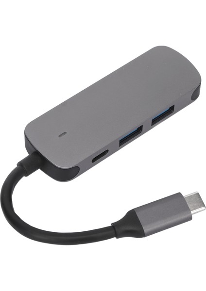 USB C Hub 4'ü 1 Arada Gri Metal Kasa 4K Hd Pd Hızlı Şarj Yaygın Uyumlu USB C Ayırıcı Dizüstü Bilgisayar Masaüstü Telefon Gri (Yurt Dışından)