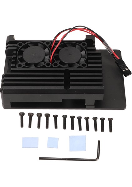 Raspi 4b Soğutucu Alüminyum Alaşımlı Iyi Isı Dağılımı Raspi 4b Soğutma Metal Kasa Çift Fanlı (Yurt Dışından)
