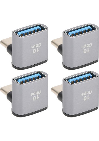 4 Adet Dik Açı USB C'den USB Adaptörüne 10 Gbps Yüksek Hızlı 90 Derece USB Dişi'den Tip C Erkek Adaptörüne Telefon Dizüstü Bilgisayar Için (Yurt Dışından)