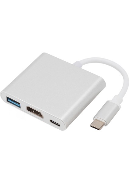 3'ü 1 Arada USB C'den Hd Multimedya Arayüz Adaptörü 4K Görsel Usb3.0 Pd Hızlı Şarj Alüminyum Alaşımlı Yerleştirme Istasyonu Tip C Hub (Yurt Dışından)