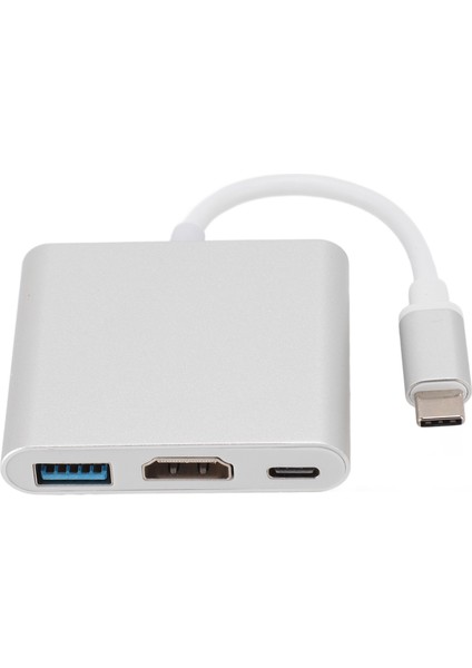 3'ü 1 Arada USB C'den Hd Multimedya Arayüz Adaptörü 4K Görsel Usb3.0 Pd Hızlı Şarj Alüminyum Alaşımlı Yerleştirme Istasyonu Tip C Hub (Yurt Dışından)