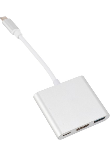 3'ü 1 Arada USB C'den Hd Multimedya Arayüz Adaptörü 4K Görsel Usb3.0 Pd Hızlı Şarj Alüminyum Alaşımlı Yerleştirme Istasyonu Tip C Hub (Yurt Dışından)