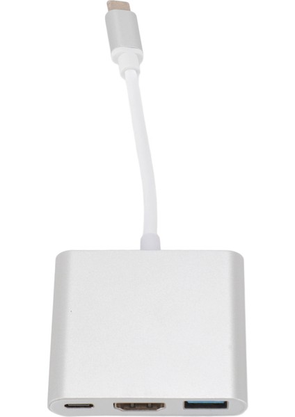 3'ü 1 Arada USB C'den Hd Multimedya Arayüz Adaptörü 4K Görsel Usb3.0 Pd Hızlı Şarj Alüminyum Alaşımlı Yerleştirme Istasyonu Tip C Hub (Yurt Dışından)