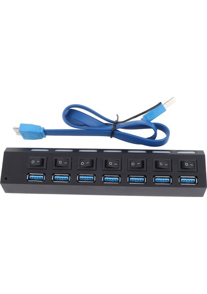 Port USB 3.0 Hub Profesyonel Tak ve Çalıştır USB Yüksek Hızlı Genişleme Hub Şarj Cihazı Siyah (Yurt Dışından)
