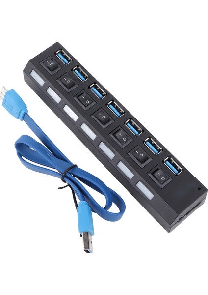 Port USB 3.0 Hub Profesyonel Tak ve Çalıştır USB Yüksek Hızlı Genişleme Hub Şarj Cihazı Siyah (Yurt Dışından)