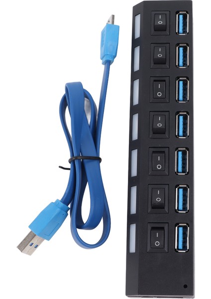 Port USB 3.0 Hub Profesyonel Tak ve Çalıştır USB Yüksek Hızlı Genişleme Hub Şarj Cihazı Siyah (Yurt Dışından)