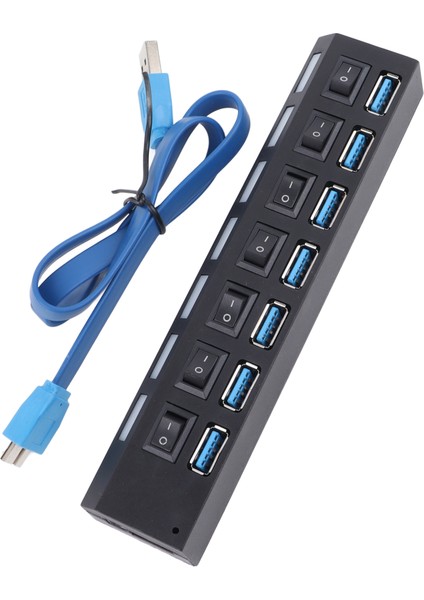 Port USB 3.0 Hub Profesyonel Tak ve Çalıştır USB Yüksek Hızlı Genişleme Hub Şarj Cihazı Siyah (Yurt Dışından)