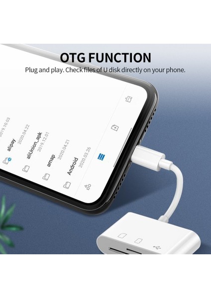 3'ü 1 Arada Type-C Hub Type-C - Usb2.0 + Sd + Tf Adaptörü Type-C Cihazlar Için Otg Hafıza Kartı Okuyucu Sd Tf Sd, Beyaz (Yurt Dışından)