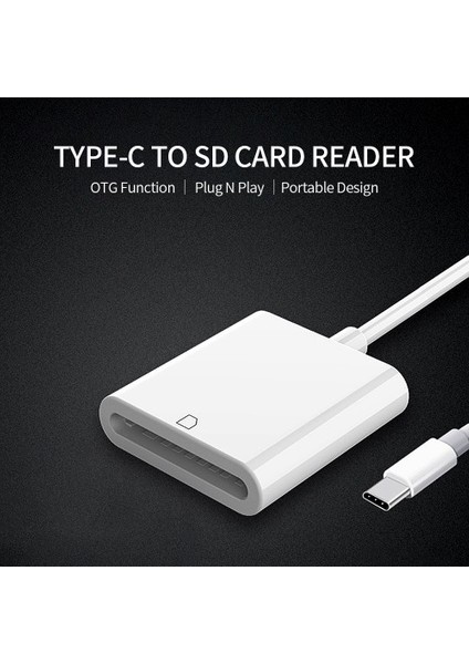 Type-C'den Sd Karta Kamera Okuyucu Adaptörü Type-C Cihazlar Için Sd Kart Okuyucu, Beyaz (Yurt Dışından)