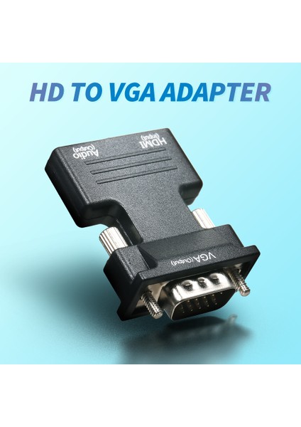 Hd Erkek - VGA Dişi Adaptör 3.5mm Ses Portu Destekli 1920*1080 Çözünürlük Bağımsız Ses Çıkışı Küçük Boy Siyah (Yurt Dışından)
