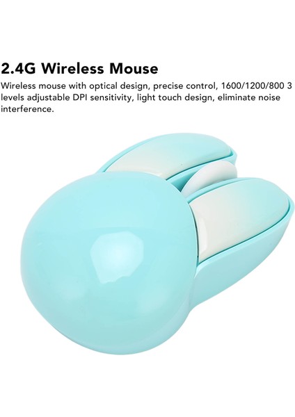 Sevimli Tavşan Kablosuz Fare 2.4g Ayarlanabilir Dpı Hassasiyeti 33FT Etkili Menzil Pil ile Çalışan Sessiz Fare Oyun Fareleri Mavi (Yurt Dışından)