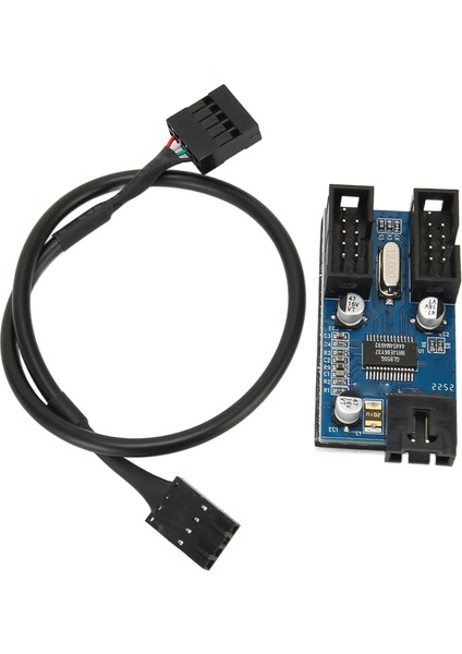 Anakart USB 2.0 9pin Başlık 1 Ila 2 Uzatma Hub'ı Ayırıcı Adaptör Sabit Güç Kaynağı Tak ve Çalıştır USB Başlık Ayırıcı (Yurt Dışından)