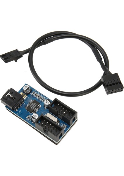 Anakart USB 2.0 9pin Başlık 1 Ila 2 Uzatma Hub'ı Ayırıcı Adaptör Sabit Güç Kaynağı Tak ve Çalıştır USB Başlık Ayırıcı (Yurt Dışından)