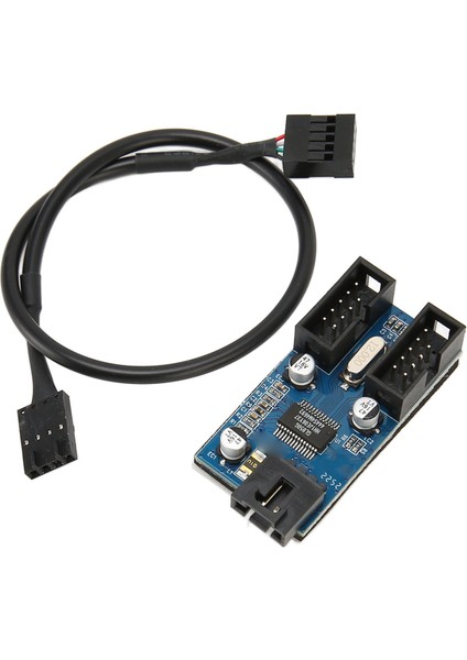 Anakart USB 2.0 9pin Başlık 1 Ila 2 Uzatma Hub'ı Ayırıcı Adaptör Sabit Güç Kaynağı Tak ve Çalıştır USB Başlık Ayırıcı (Yurt Dışından)