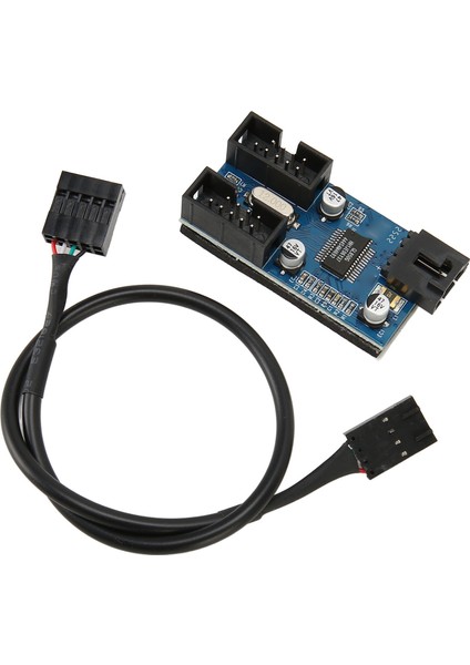 Anakart USB 2.0 9pin Başlık 1 Ila 2 Uzatma Hub'ı Ayırıcı Adaptör Sabit Güç Kaynağı Tak ve Çalıştır USB Başlık Ayırıcı (Yurt Dışından)