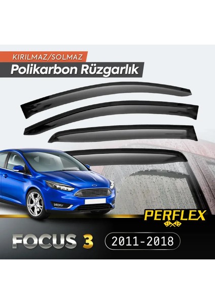 Perflex Polikarbon Kırılmaz Rüzgarlık V2 Mugen Fiat Linea Mugen Ford Focus 3 2011-2018
