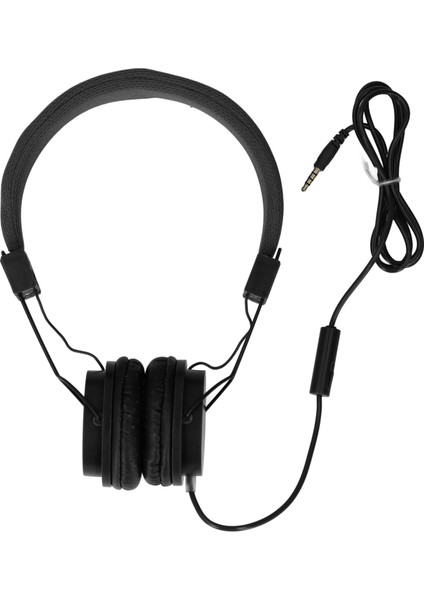 3.5mm Kablolu Kulaklık Mikrofonlu Stereo Katlanabilir Ayarlanabilir Kafa Bandı Müzik Çağrıları Oyunlar Pc Dizüstü Bilgisayar Tablet Telefon Mp3 Siyah ile Uyumlu Hat Içi Kontrol (Yurt Dışından)