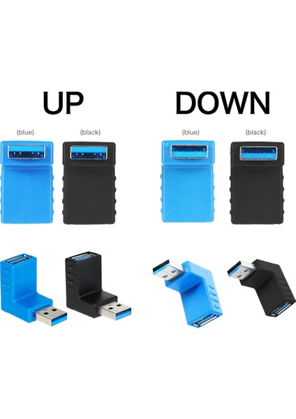 Dik Açı Usb3.0 Am'den Af L Şeklinde Adaptör Dönüştürücü USB 3.0 A Erkekten A Dişiye 90 Derece Açı Tak (Yurt Dışından)