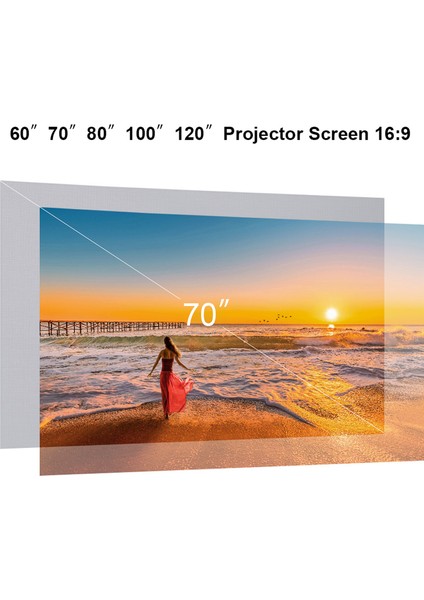 100 Inç Taşınabilir Projektör Ekranı Hd 16:9 Çerçevesiz Video Projeksiyon Ekranı Katlanabilir Duvara Monte Ev Sineması Ofis Filmleri Için (Yurt Dışından)