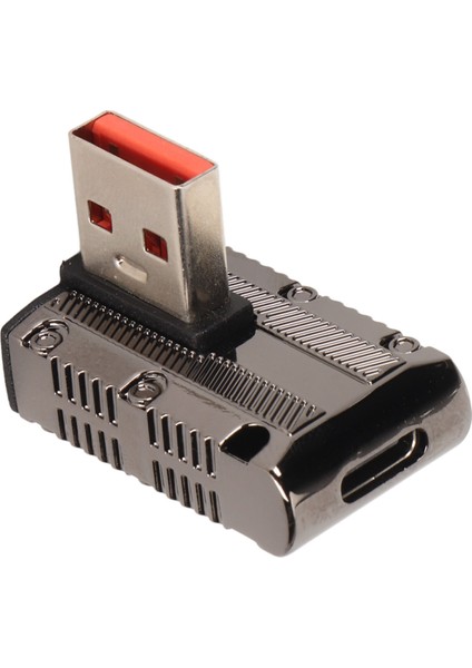 Dik Açı USB Erkek - Tip C Dişi Adaptör 120W 10GBPS'YE Kadar Çinko Alaşımlı Kabuk 3.1 USB A - C Otg Adaptörü (Yurt Dışından)