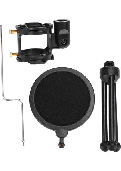 Mikrofon Anti Sprey Mesh Çift Katmanlı Siyah Abs Ayarlanabilir Filtre Tripod Tutucu ile (Yurt Dışından)