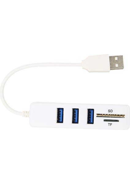 Usb2.0 Hub Hafıza Kartı Depolama Kart Okuyucu Yüksek Hızlı Iletim Tak ve Çalıştır Kolay Erişim USB Ayırıcıbeyaz (Yurt Dışından)