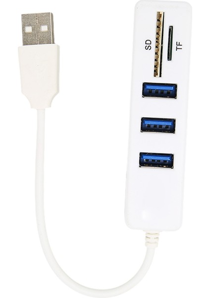 Usb2.0 Hub Hafıza Kartı Depolama Kart Okuyucu Yüksek Hızlı Iletim Tak ve Çalıştır Kolay Erişim USB Ayırıcıbeyaz (Yurt Dışından)
