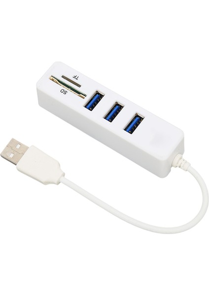 Usb2.0 Hub Hafıza Kartı Depolama Kart Okuyucu Yüksek Hızlı Iletim Tak ve Çalıştır Kolay Erişim USB Ayırıcıbeyaz (Yurt Dışından)