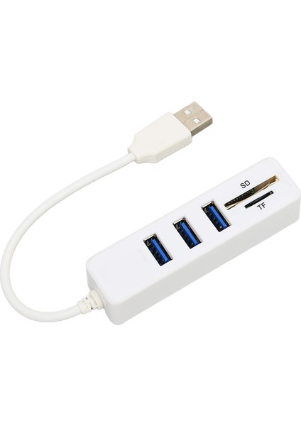 Usb2.0 Hub Hafıza Kartı Depolama Kart Okuyucu Yüksek Hızlı Iletim Tak ve Çalıştır Kolay Erişim USB Ayırıcıbeyaz (Yurt Dışından)