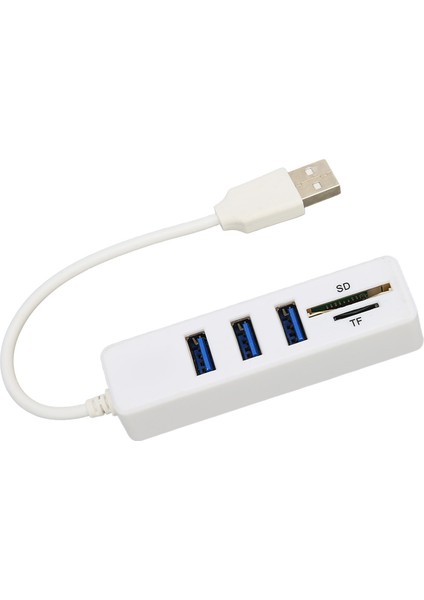 Usb2.0 Hub Hafıza Kartı Depolama Kart Okuyucu Yüksek Hızlı Iletim Tak ve Çalıştır Kolay Erişim USB Ayırıcıbeyaz (Yurt Dışından)