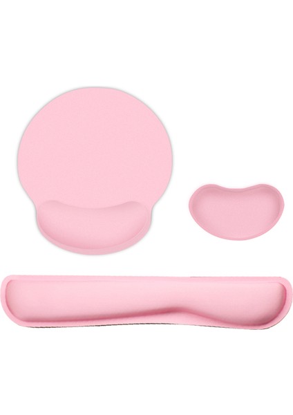Ergonomik Hafızalı Köpük Klavye Bilek Destekli Mouse Bilek Destekli Mouse Pad Seti Kumaş Kaymaz Kauçuk Tabanlı Pembe (Yurt Dışından)