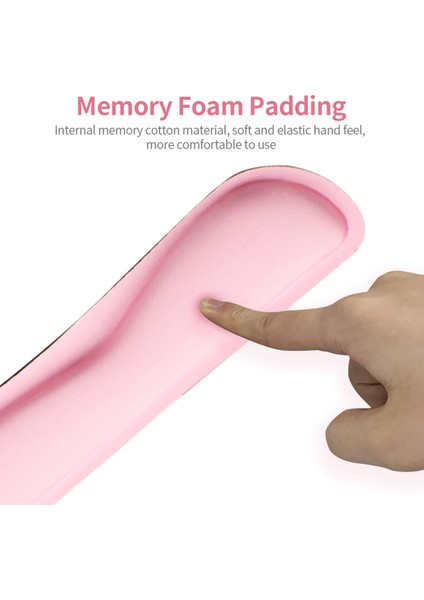 Ergonomik Hafızalı Köpük Klavye Bilek Destekli Mouse Bilek Destekli Mouse Pad Seti Kumaş Kaymaz Kauçuk Tabanlı Pembe (Yurt Dışından)