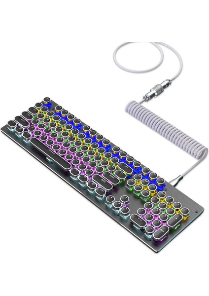 Hxsj USB - Type-C Klavye Sarmal Kablo Çıkarılabilir Mekanik Klavye Sarmal Kablo Metal Havacılık Konnektörü Naylon Beyaz (Yurt Dışından)