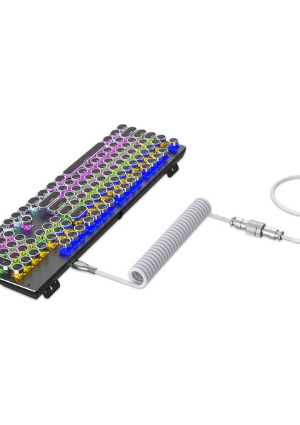 Hxsj USB - Type-C Klavye Sarmal Kablo Çıkarılabilir Mekanik Klavye Sarmal Kablo Metal Havacılık Konnektörü Naylon Beyaz (Yurt Dışından) modelleri