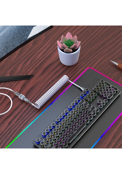 Hxsj USB - Type-C Klavye Sarmal Kablo Çıkarılabilir Mekanik Klavye Sarmal Kablo Metal Havacılık Konnektörü Naylon Beyaz (Yurt Dışından) indirimleri