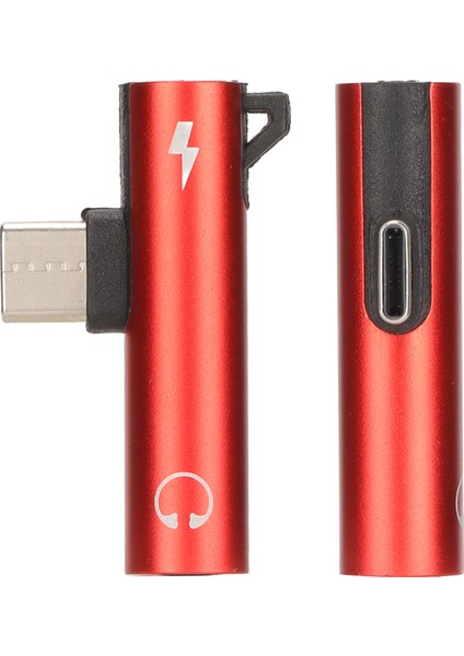 Adet USB C - 3,5 mm Ses Adaptörü 2'si 1 Arada Ses Şarj USB C - Ses Jakı Abs USB C - Ses Jakı Telefon Tablet Kırmızı (Yurt Dışından)