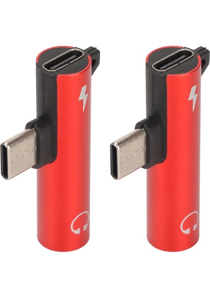 Adet USB C - 3,5 mm Ses Adaptörü 2'si 1 Arada Ses Şarj USB C - Ses Jakı Abs USB C - Ses Jakı Telefon Tablet Kırmızı (Yurt Dışından)