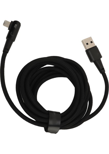 Iphone Şarj Kablosu 90 Derece 6.6ft Kolay Takılabilir 2.4A Hızlı Şarj Kabloları Kordon Dik Açı USB Şarj Kablosu Siyah (Yurt Dışından)