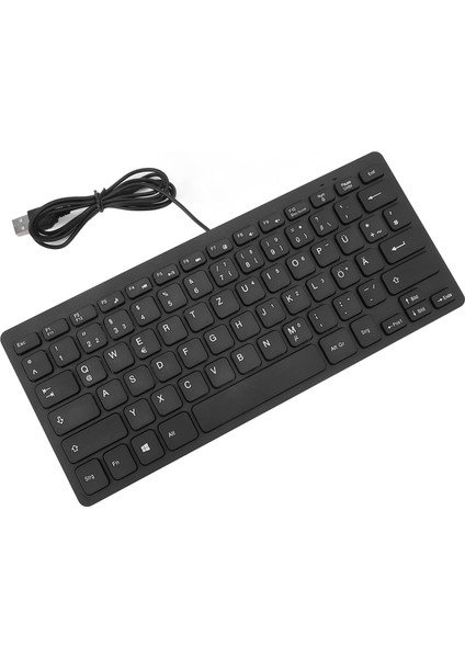 78 Tuşlu Dil Ultra Ince Klavye Tak ve Çalıştır Su Geçirmez USB Kablolu Kompakt Klavye Ingilizce Iki Dilli Kullanıcılar Için Almanca (Qweryz Düzeni) (Yurt Dışından)