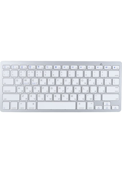 Ultra Ince Klavye Bt Kablosuz Sıçrama Geçirmez Iki Dilli Dil Tuş Takımı Pc Bilgisayar Gümüş Rusça (Yurt Dışından)