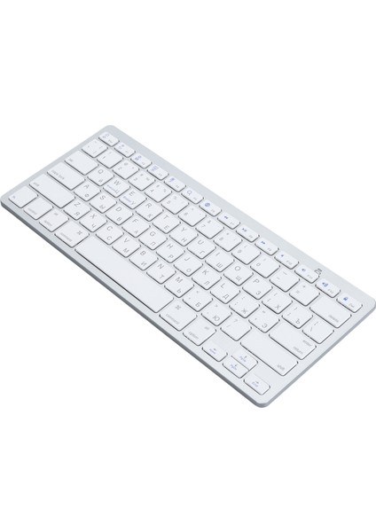 Ultra Ince Klavye Bt Kablosuz Sıçrama Geçirmez Iki Dilli Dil Tuş Takımı Pc Bilgisayar Gümüş Rusça (Yurt Dışından)