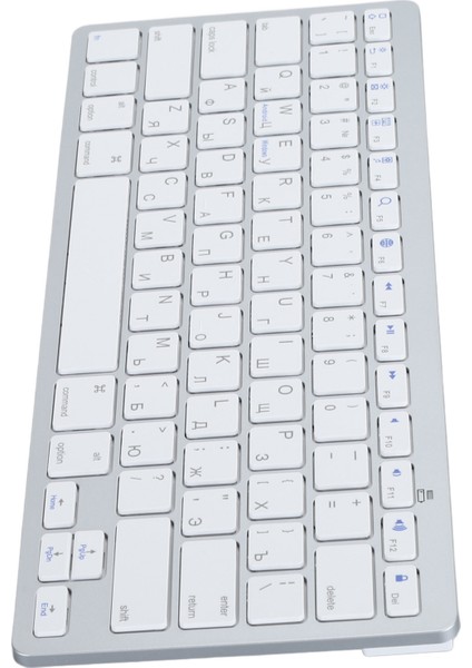 Ultra Ince Klavye Bt Kablosuz Sıçrama Geçirmez Iki Dilli Dil Tuş Takımı Pc Bilgisayar Gümüş Rusça (Yurt Dışından)