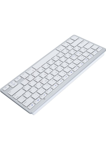 Ultra Ince Klavye Bt Kablosuz Sıçrama Geçirmez Iki Dilli Dil Tuş Takımı Pc Bilgisayar Gümüş Rusça (Yurt Dışından)