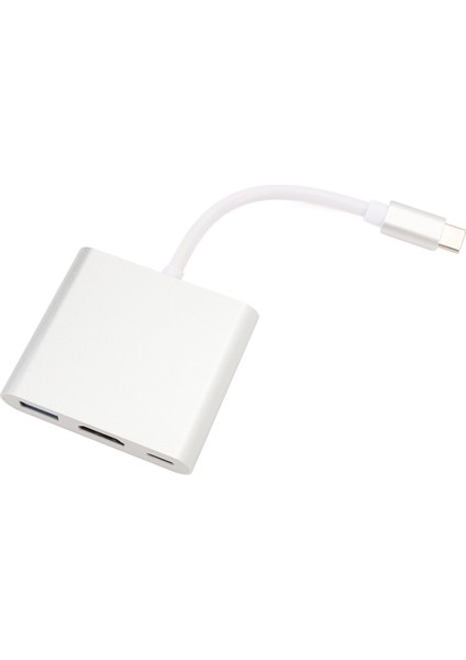3'ü 1 Arada Tip C Adaptörü USB C'den USB 3.0'a 4K Hd Multimedya Arayüzü Pd Dönüştürücü Dizüstü Bilgisayar Telefon Tablet Için (Yurt Dışından)